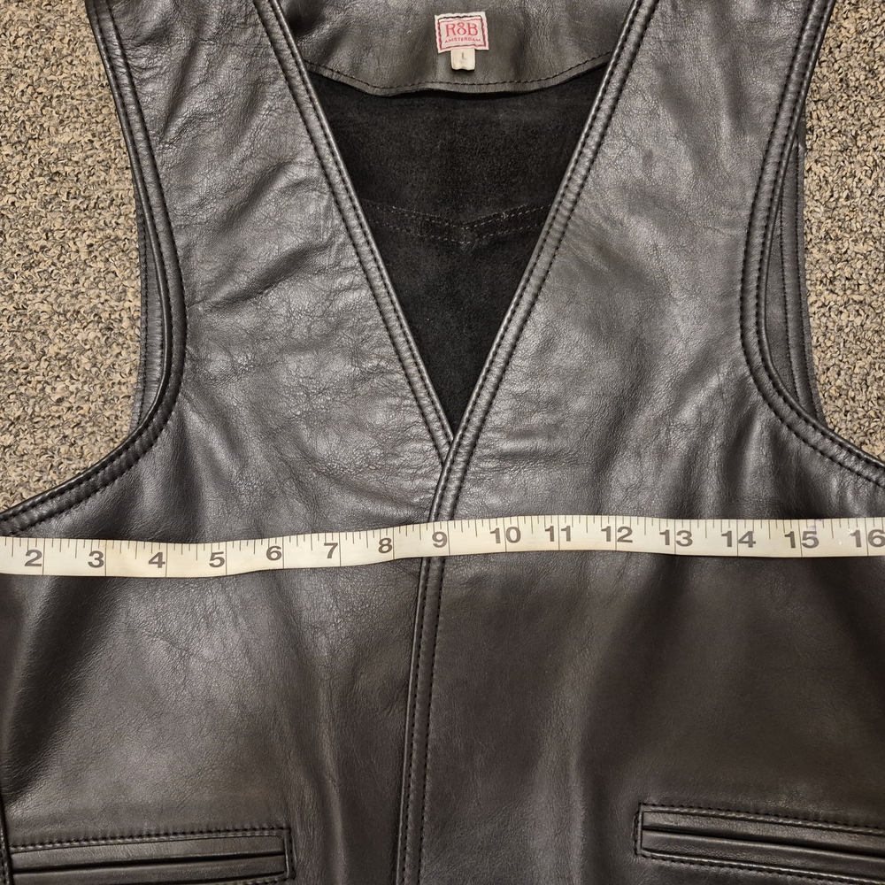 Rob Amsterdam Men's Black Leather Vest " DISCOUNTED " - Picture 3 of 6